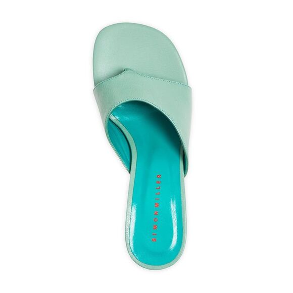SIMON MILLER Womens Teal Bill Toe Kitten Heel Slip On Leather Thong Sandals 37 - Picture 2 of 4